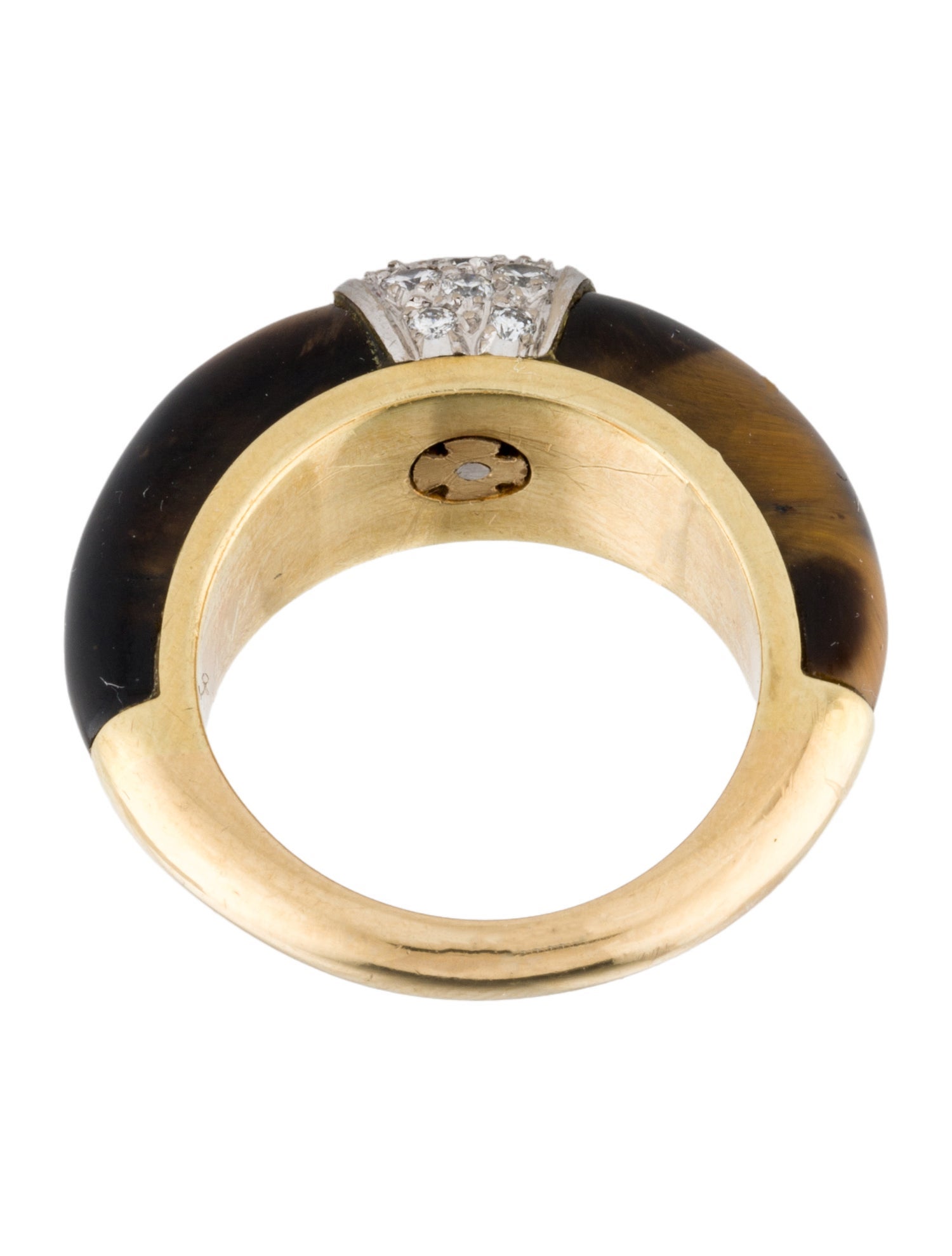 Ring 14K Two-Tone Tiger's Eye Quartz & Diamond Cocktail Ring
